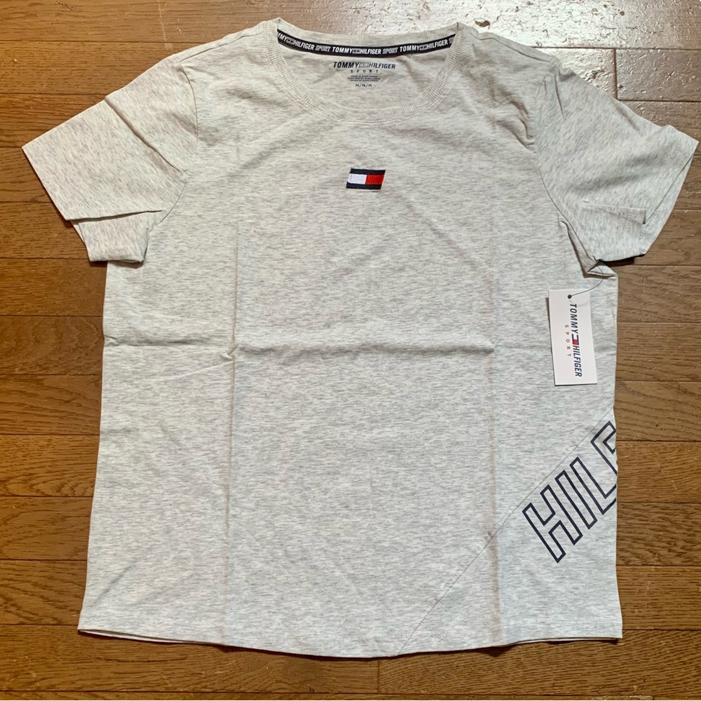 Tommy Hilfiger Women's Logo Embroidered T-Shirt | Medium | White Heather NEW!!